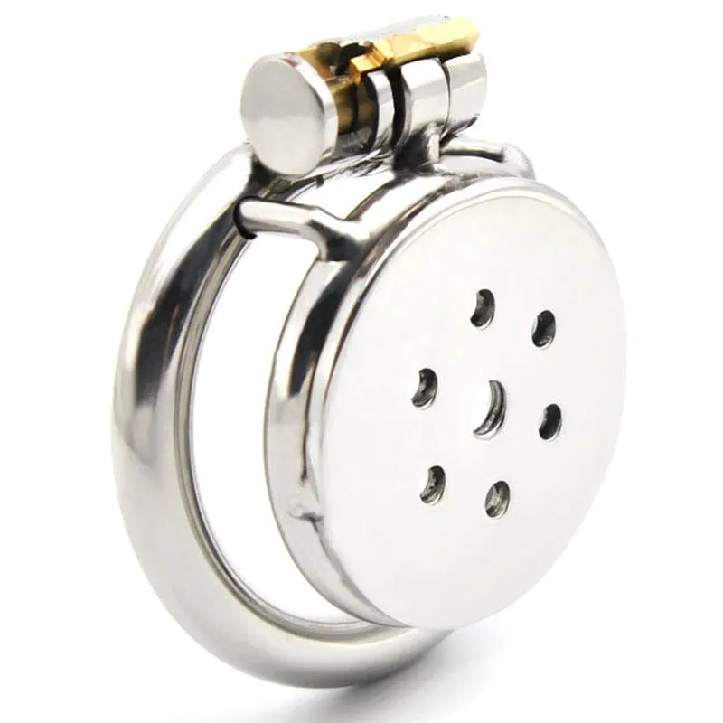 0208M   Steel Lid Short Strict Locking Chastity Cock Cage