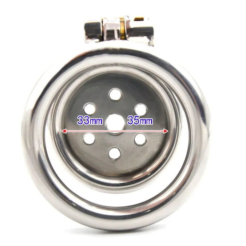 0208M   Steel Lid Short Strict Locking Chastity Cock Cage