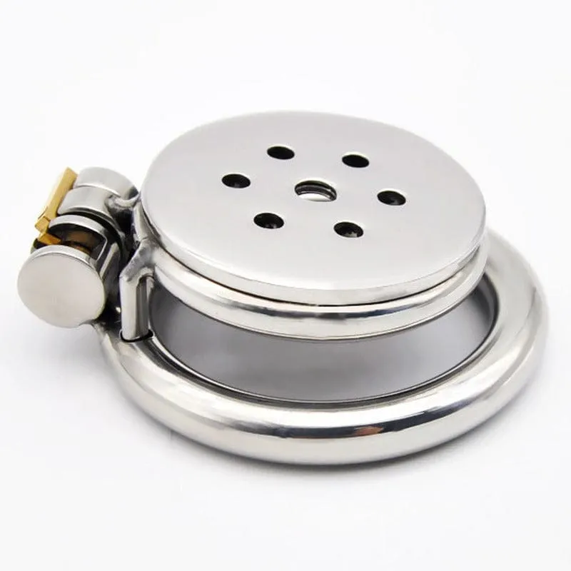 0208M   Steel Lid Short Strict Locking Chastity Cock Cage