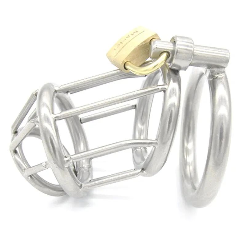 0261M  Steel Prison Bar Locking Male Chastity Cage