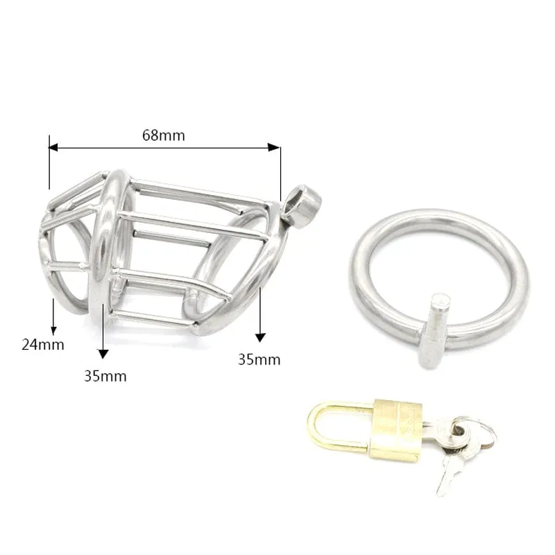0261M  Steel Prison Bar Locking Male Chastity Cage