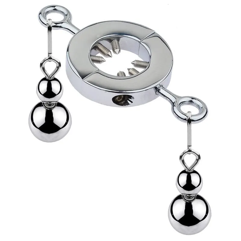 0267M  CBT Ball Torture Adjustable Spiked Ring Device with Steel Ball Weights