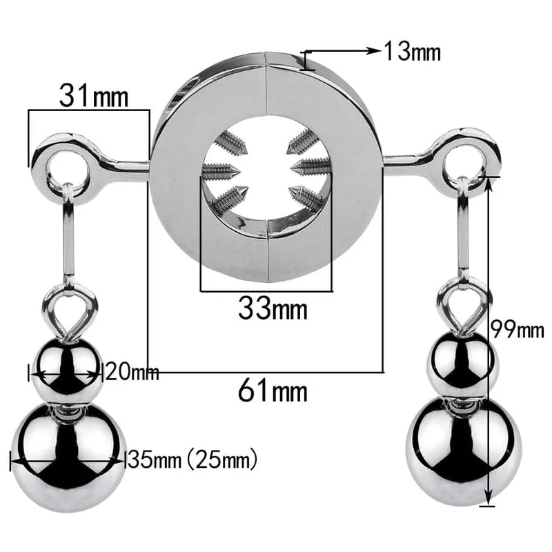 0267M  CBT Ball Torture Adjustable Spiked Ring Device with Steel Ball Weights