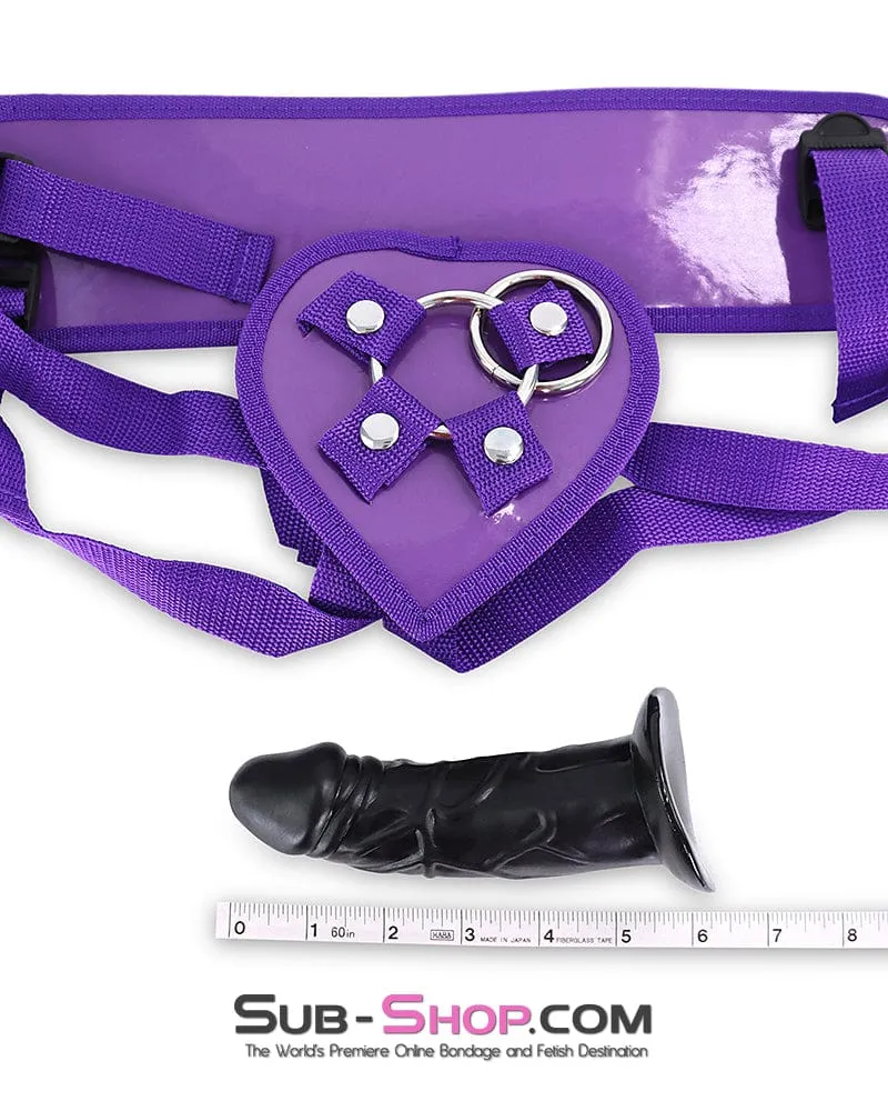 0364DL      Purple Pegger Strap-On Pegging Harness with 5 Realistic Dildo