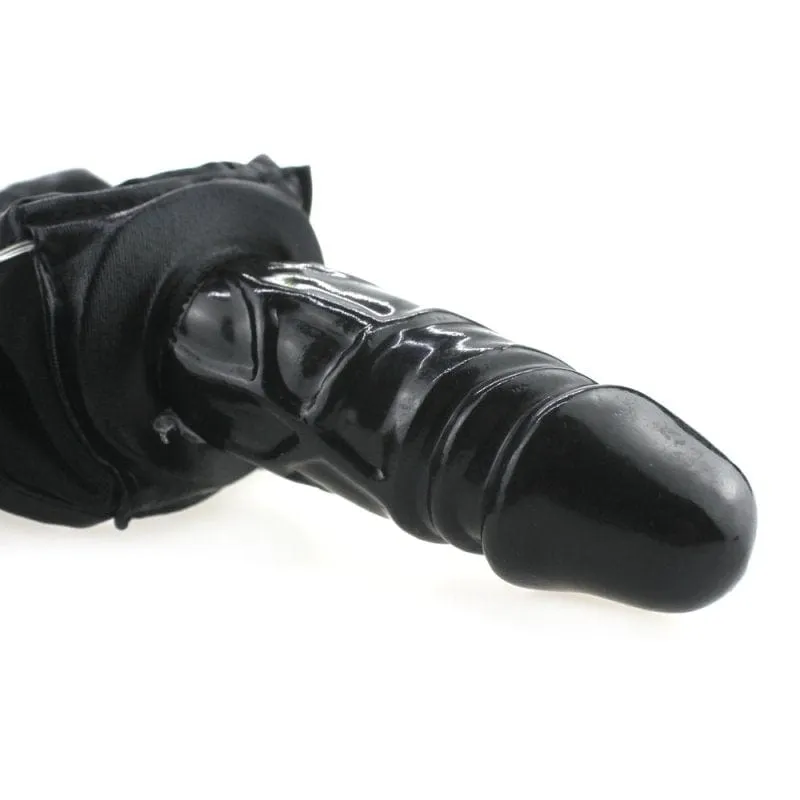 0436M  Faux Leather Vibrating Dildo Panties