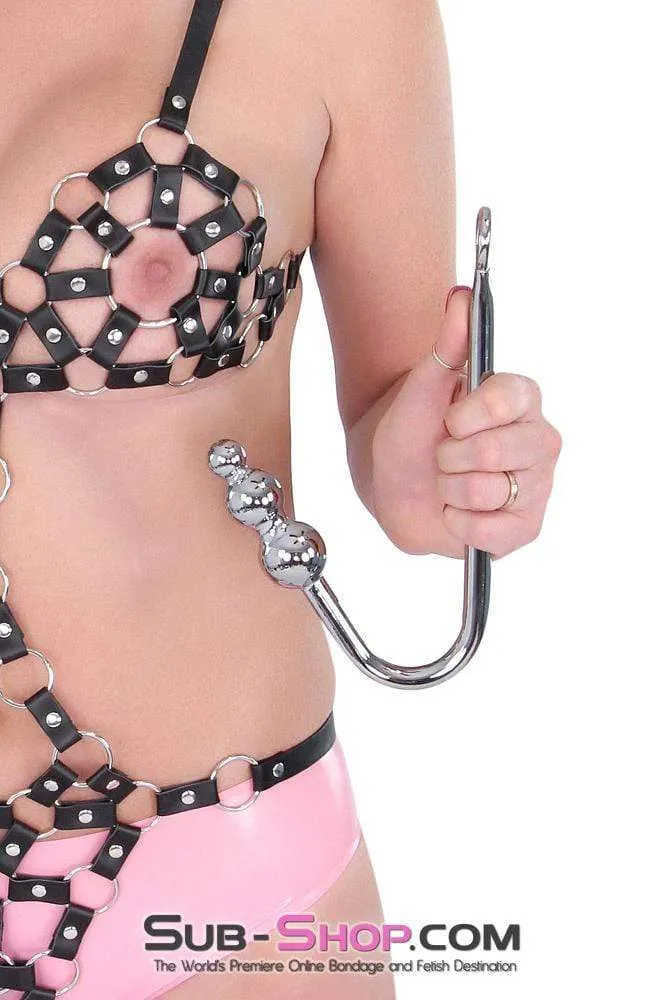 0500HS-SIS      Slut Training Steel Graduated Ball Tip Vaginal or Anal Hook with Tie Ring