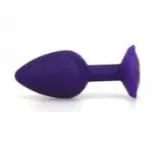 0530AE  Soft Silicone Butt Plug. Large Purple Plug. Black Crystal - LAST CHANCE - Final Closeout!