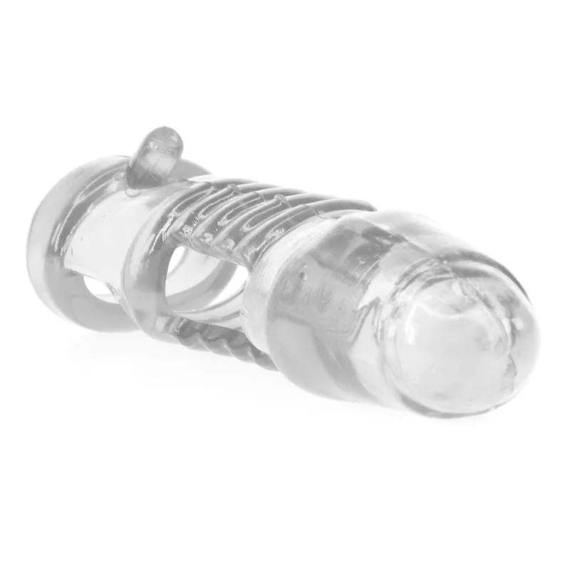 0557M  Girth Enhancing Bumpy Penis Sleeve with Clitoral Stimulator