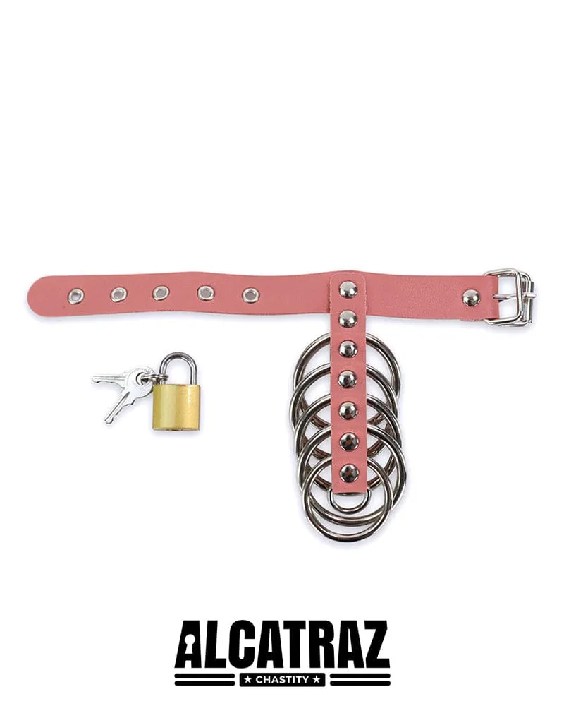 0574DL      Light Pink 5 Gates Of Hell with Locking Buckling Cock Ring