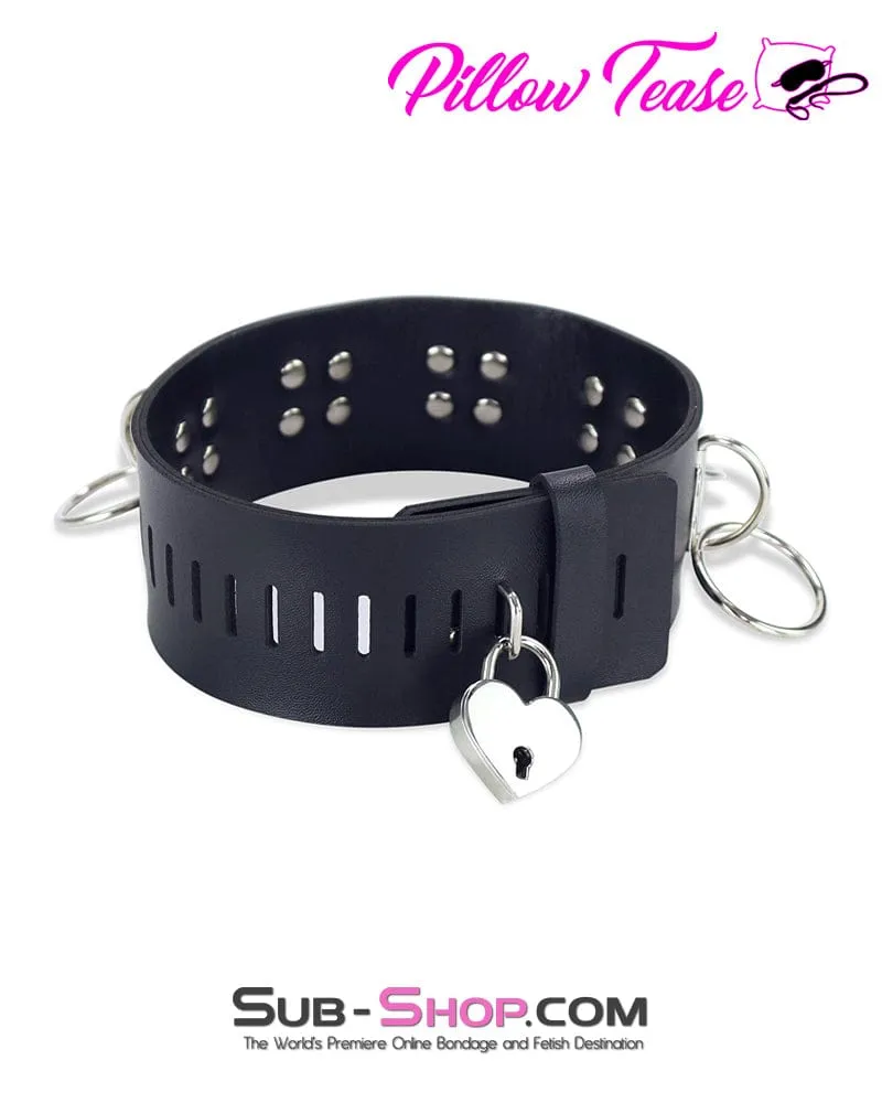 0714DL     5 Ring Bondage Slave Collar