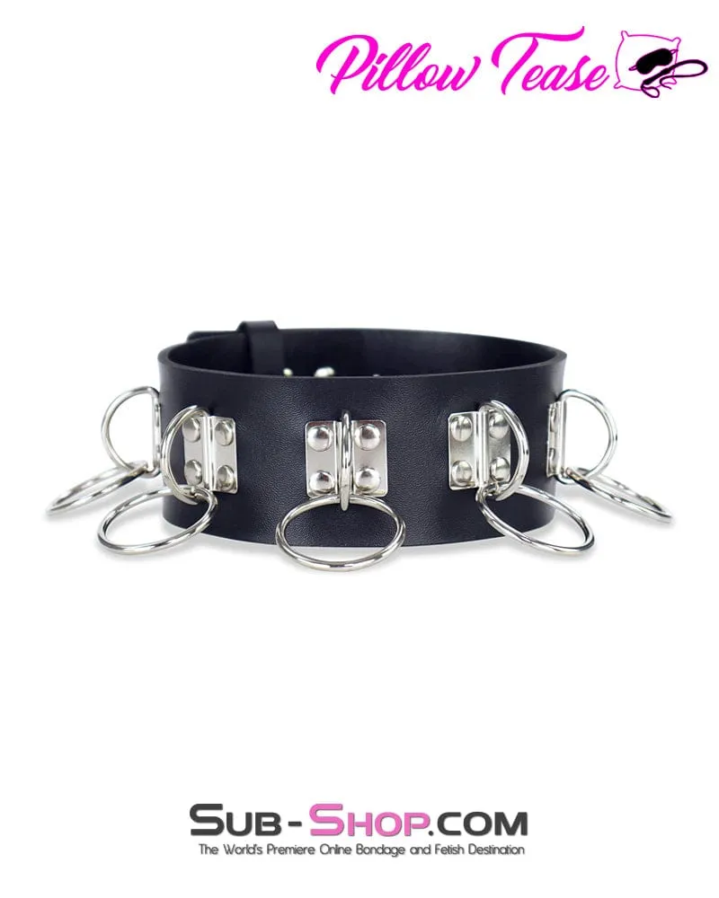 0714DL     5 Ring Bondage Slave Collar
