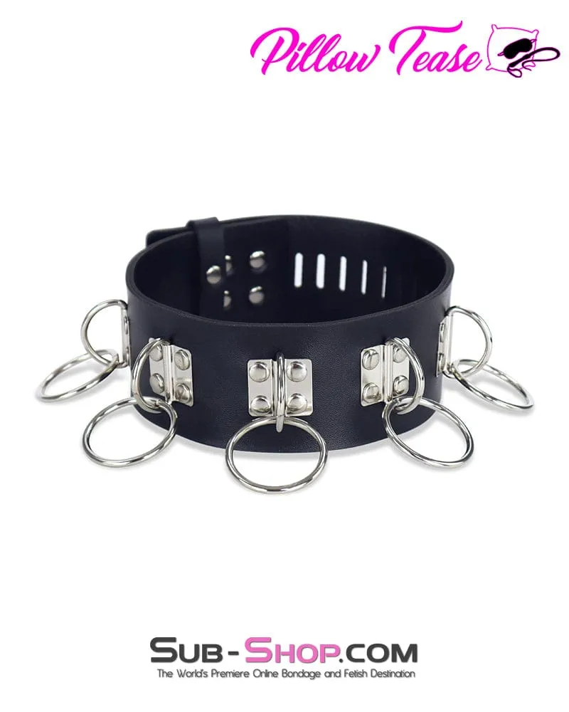 0714DL     5 Ring Bondage Slave Collar