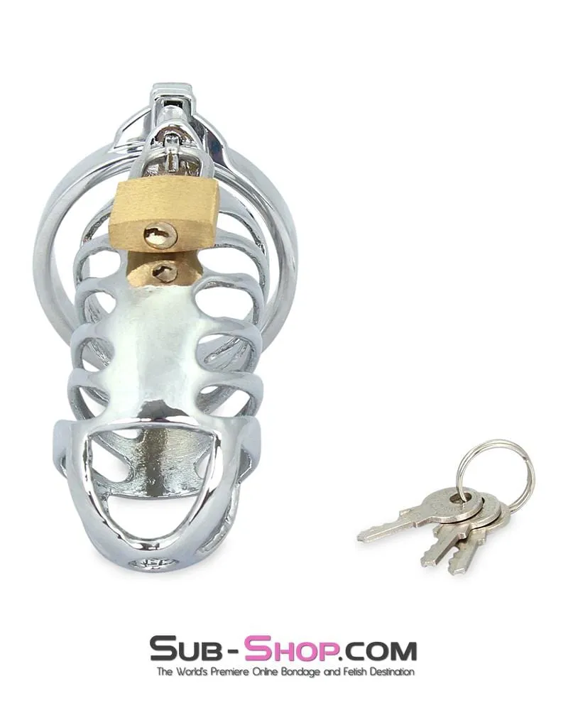 0719M   Tiger Cage Locking Steel Penis Chastity Cage