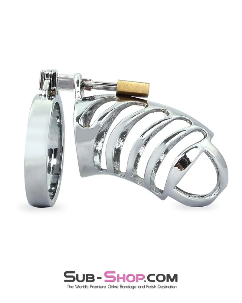 0719M   Tiger Cage Locking Steel Penis Chastity Cage