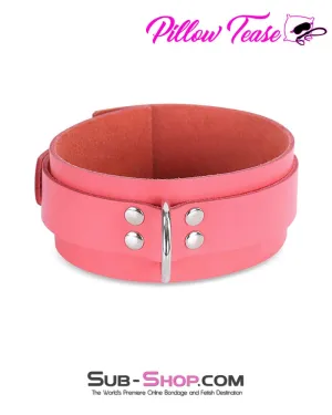 0914A      Passion Pink Leather Bondage Collar - MEGA Deal