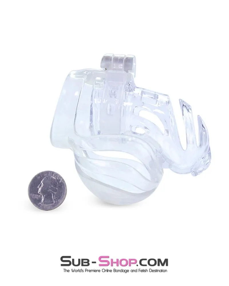 1414AR-SIS      Sissy Vortex Clear Full Cock and Ball Enclosure High Security Pin Tumbler Locking Cock Cage Chastity