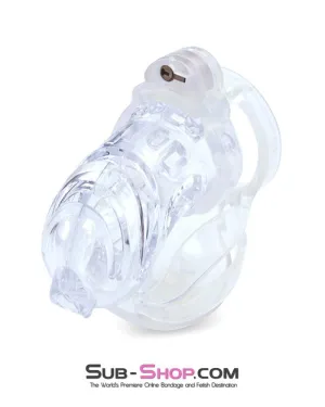 1414AR-SIS      Sissy Vortex Clear Full Cock and Ball Enclosure High Security Pin Tumbler Locking Cock Cage Chastity