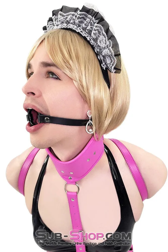 1442A-M-SIS      Pretty Sissy Slave Sissy Bimbo Hussy Smooth Plastic Ring Gag. Medium Ring