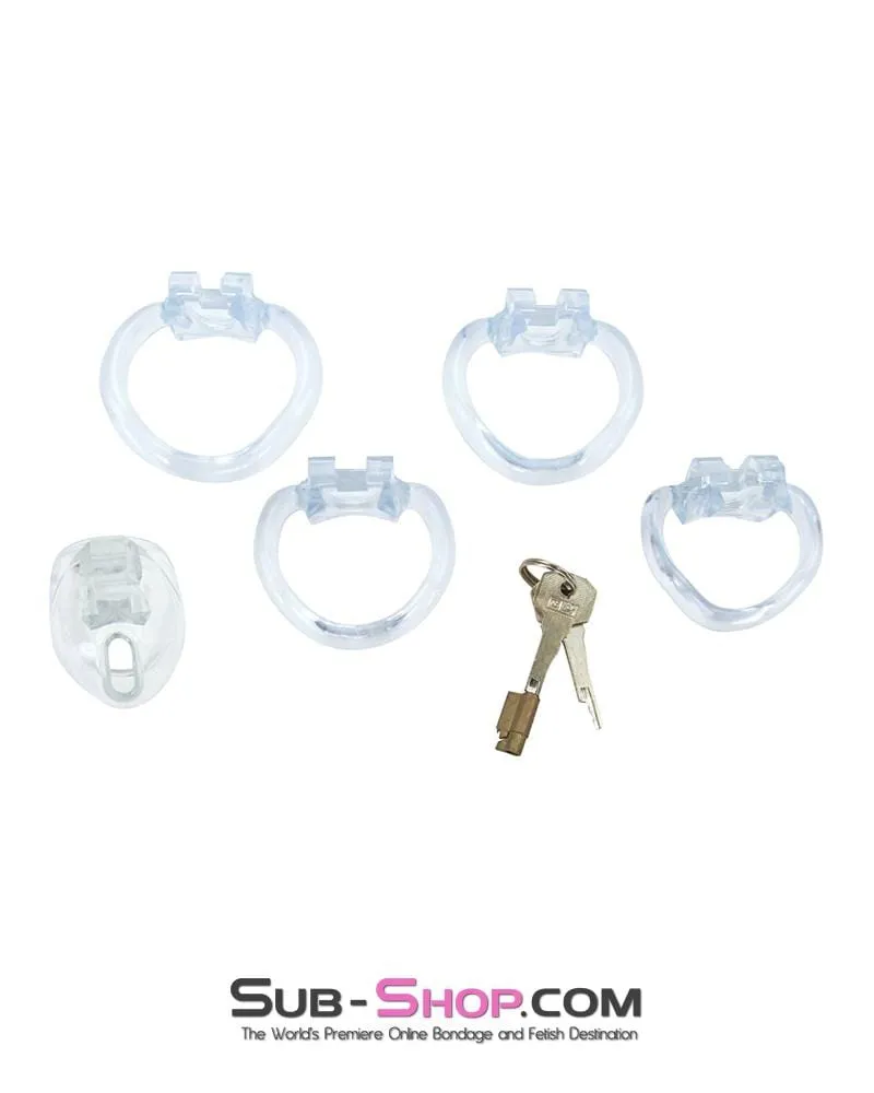 1578AR-SIS      Sissy Boy Cuckold Mini Clear High Security Locking Male Chastity