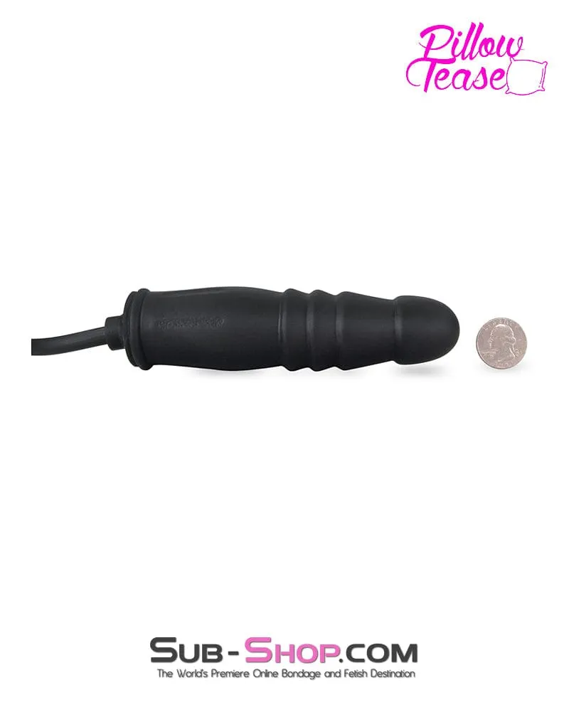 1820MQ-SIS      Sissy Bitch Inflatable Ribbed Black Rubber Dildo