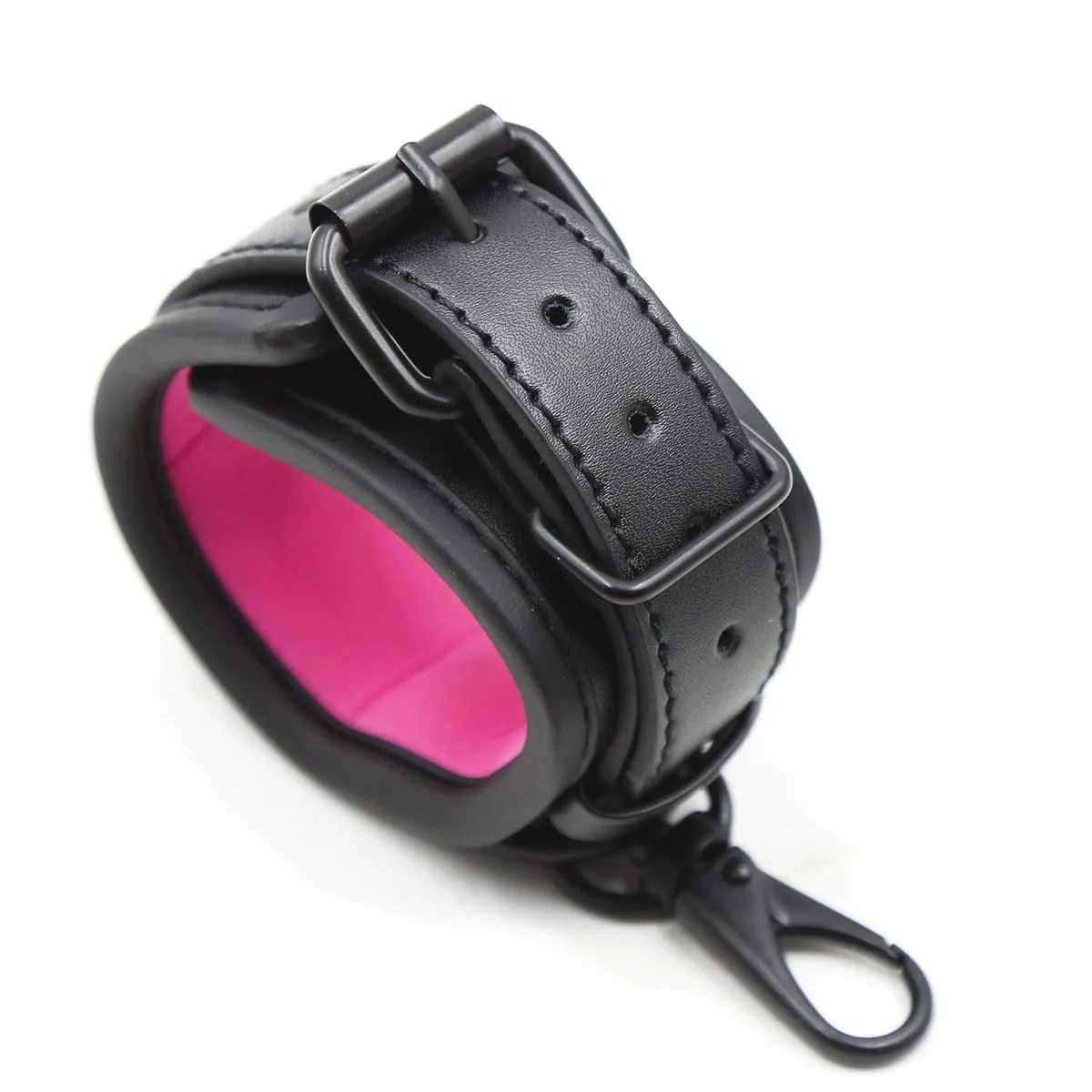 1871MQ-SIS      Blackout Padded Wrist Cuffs with Clips and Soft Pink Sissy Neoprene Lining