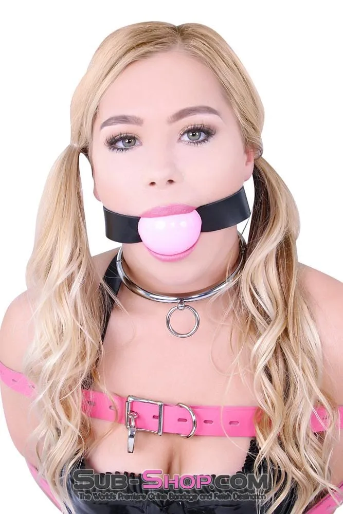 1880A-SIS      Sissy Boi Bondage Gear 2 Sissy Humiliation Large Ball Gag. Bright Pink