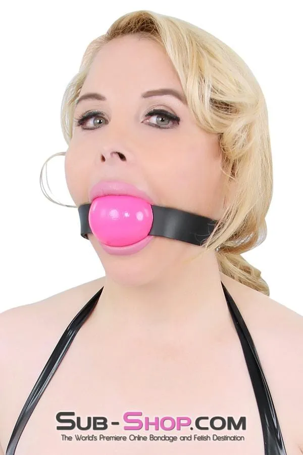 1880A-SIS      Sissy Boi Bondage Gear 2 Sissy Humiliation Large Ball Gag. Bright Pink