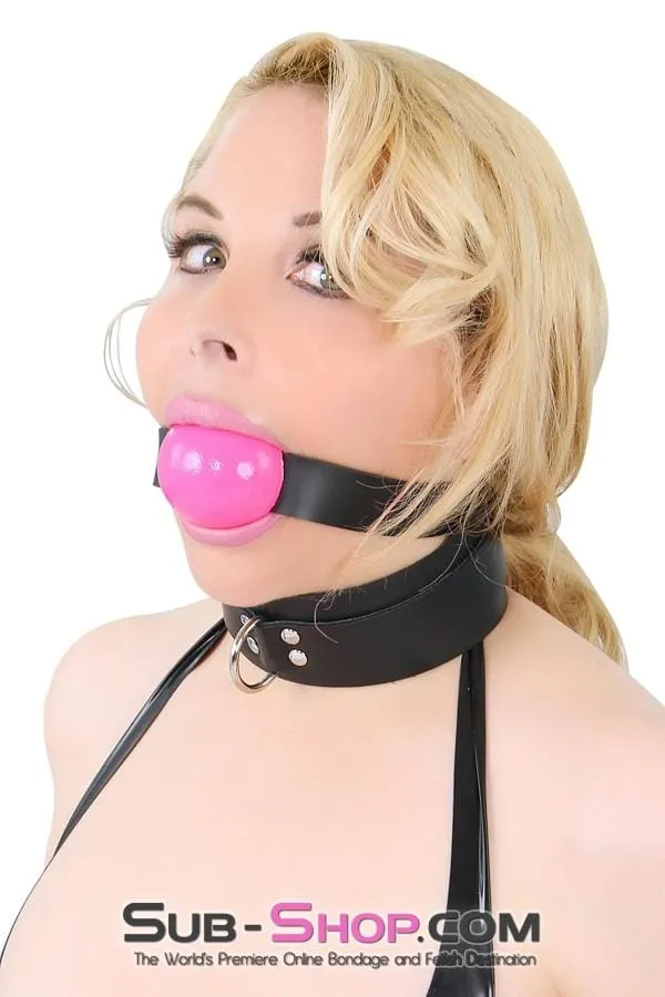 1880A-SIS      Sissy Boi Bondage Gear 2 Sissy Humiliation Large Ball Gag. Bright Pink