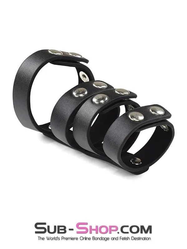1936DL      Leather 4 Strap Adjustable Cock & Ball Harness