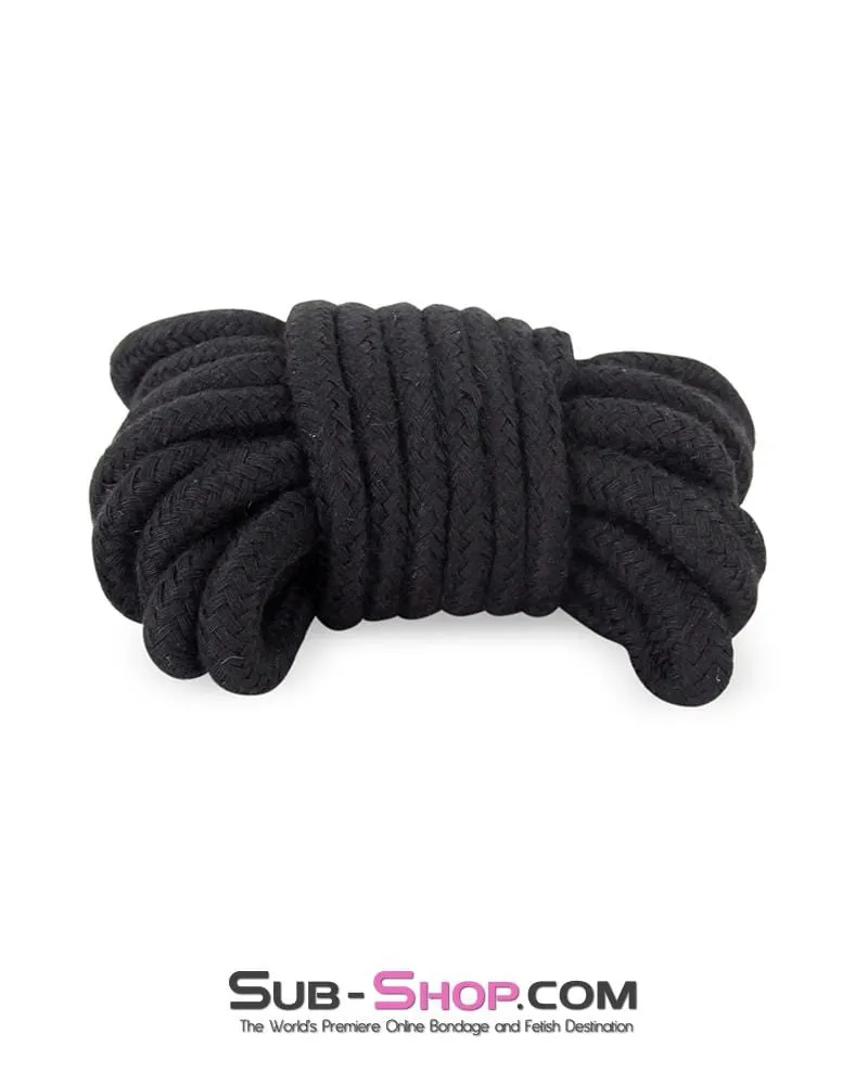 2316M      Black Bondage Fantasy Rope. Cuffs. Collar. Clamps. Blindfold. Gag. Whip. Tickler and Connections Kit – 10 pcs