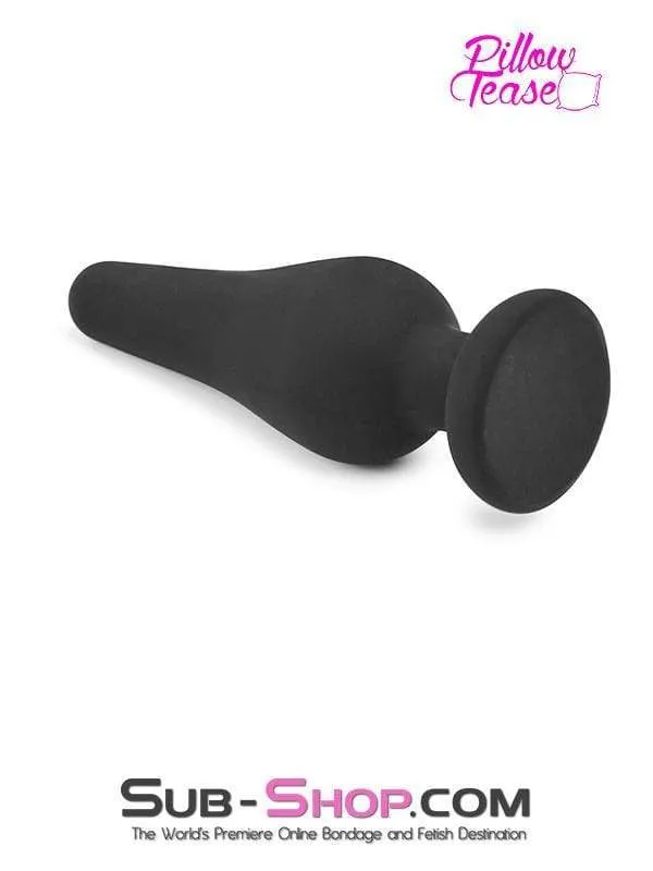 2357M-SIS      Sissy Maid Medium Black Silicone Flare Anal Plug