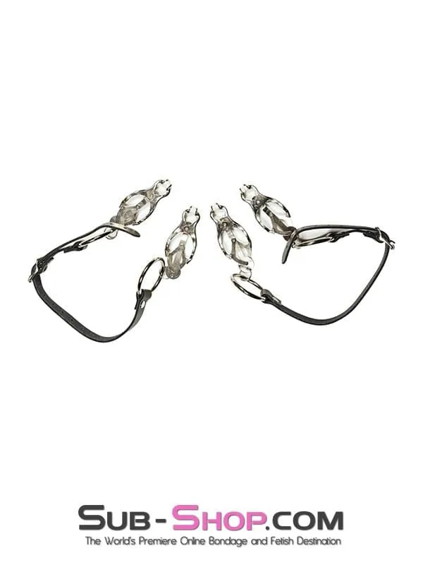 2777A      Don't be Shy Adjustable Thigh Strap Pussy Spreader Clover Clamps Set