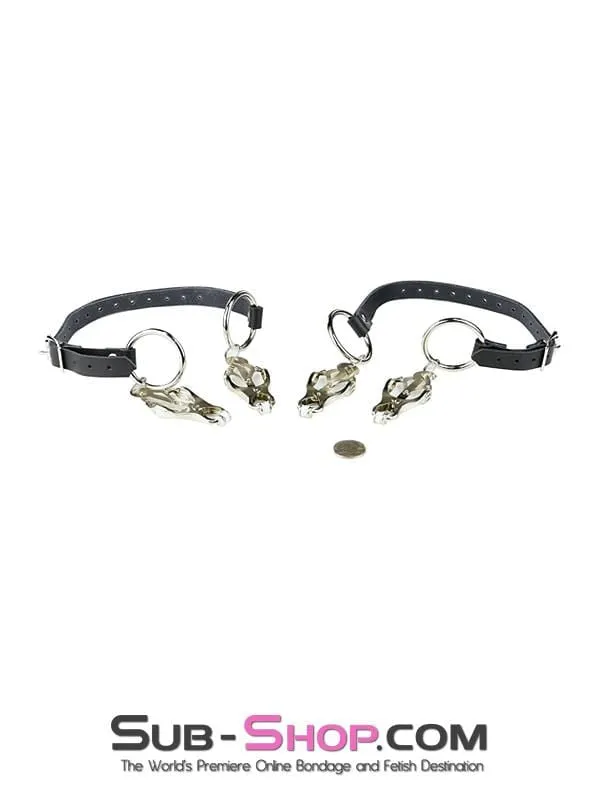 2777A      Don't be Shy Adjustable Thigh Strap Pussy Spreader Clover Clamps Set