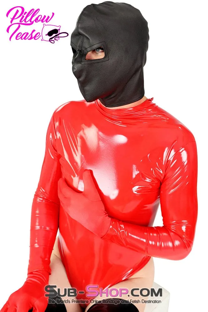 3443HS-SIS      Sissy Seduction Black Bondage Hood Open Eyes Ultimate Restriction Fantasy