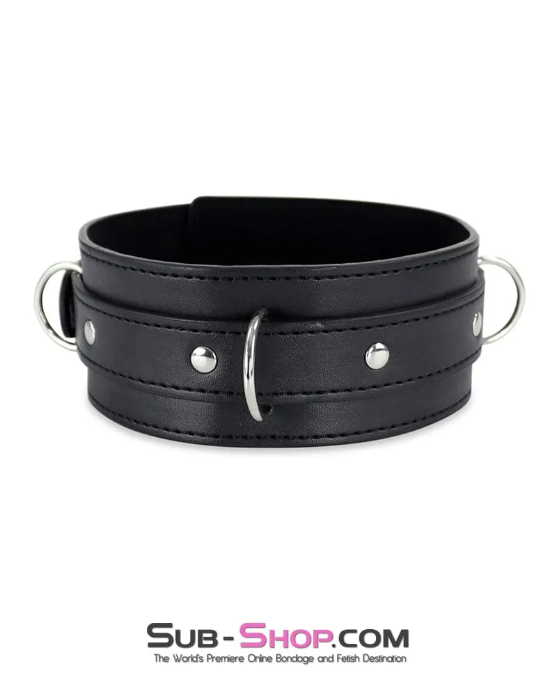 3511DL      <b>BOGO!</b> Locking 3 Ring Bondage Slave Collar