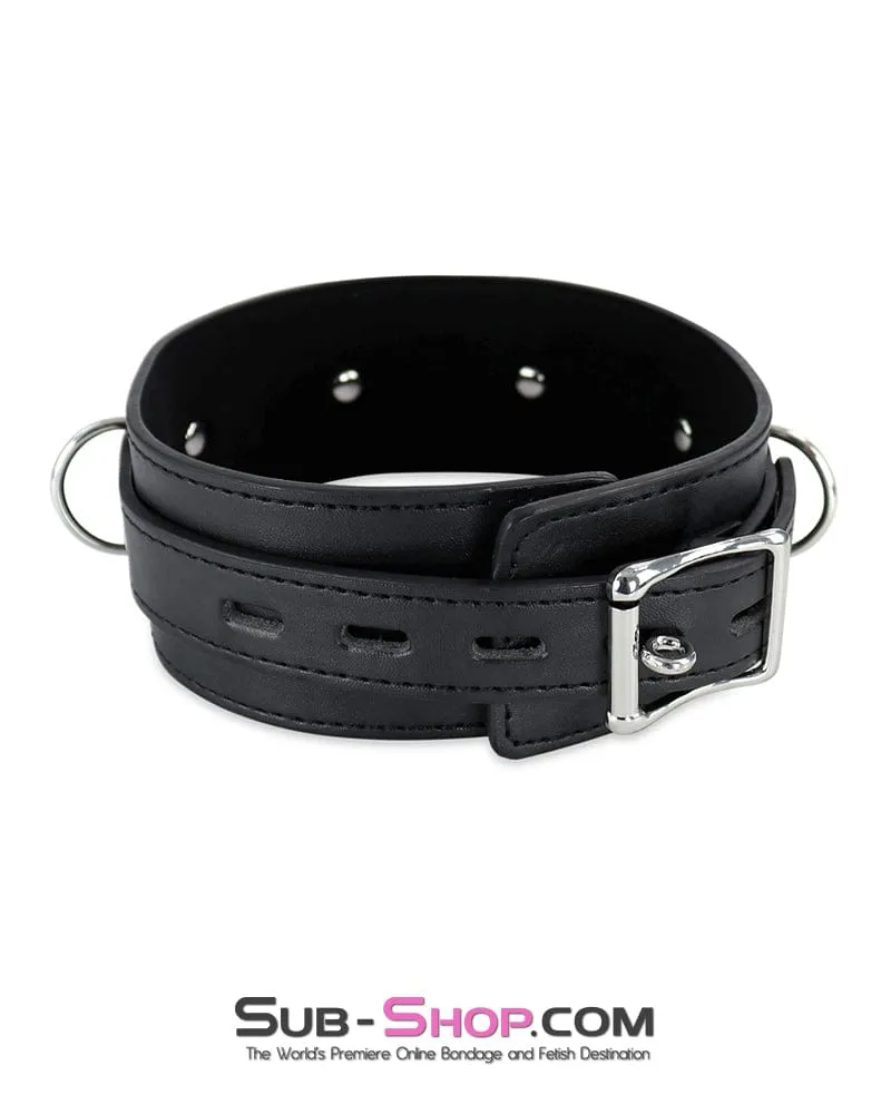 3511DL      <b>BOGO!</b> Locking 3 Ring Bondage Slave Collar