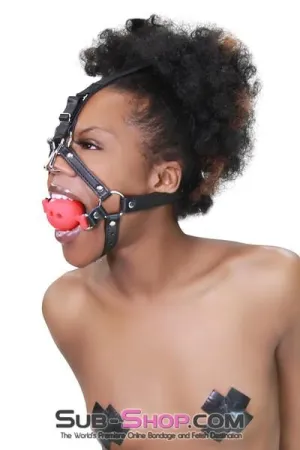 3796RS      2 Large Red Silicone Breather Ball Gag Trainer with Nose Hook