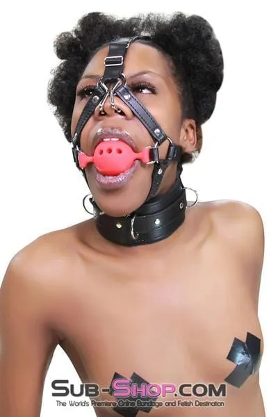 3796RS      2 Large Red Silicone Breather Ball Gag Trainer with Nose Hook