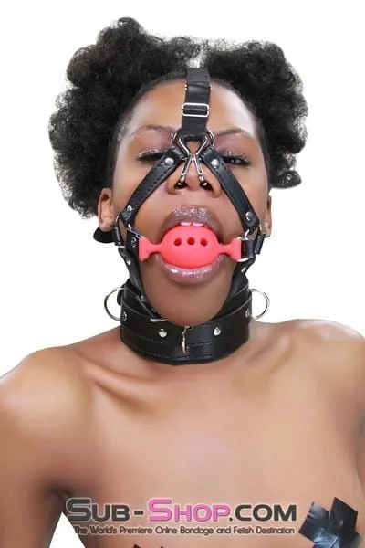 3796RS      2 Large Red Silicone Breather Ball Gag Trainer with Nose Hook