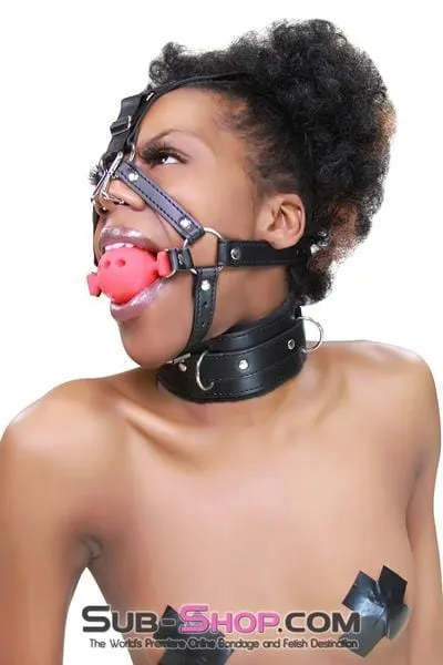 3796RS      2 Large Red Silicone Breather Ball Gag Trainer with Nose Hook