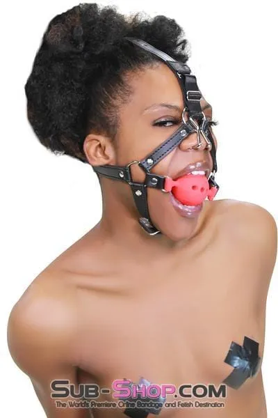 3796RS      2 Large Red Silicone Breather Ball Gag Trainer with Nose Hook