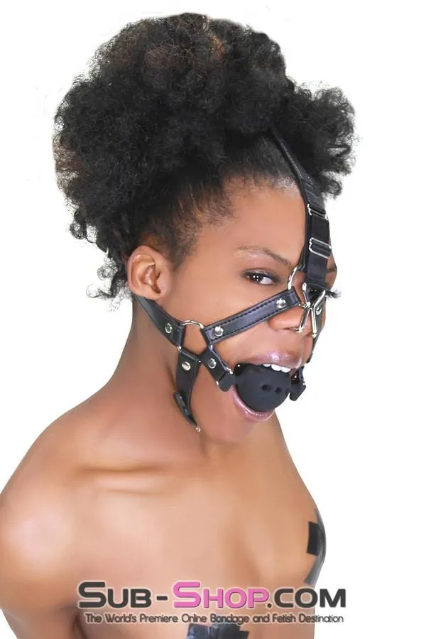 3812RS      2 Large Black Silicone Breather Ball Gag Trainer with Nose Hook