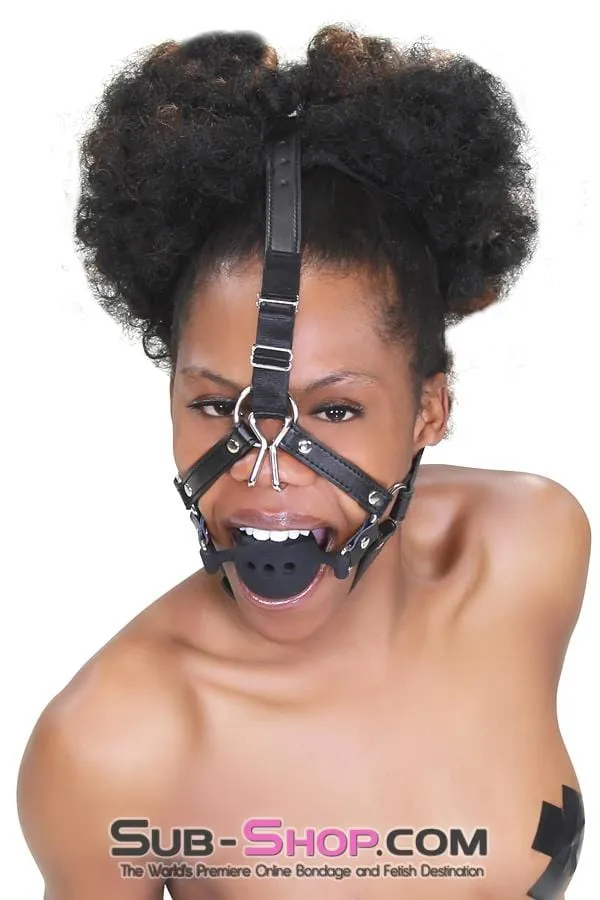 3812RS      2 Large Black Silicone Breather Ball Gag Trainer with Nose Hook