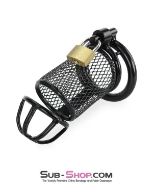 4725M-SIS      Caged Sissy Black Steel Tease and Denial Chastity Device