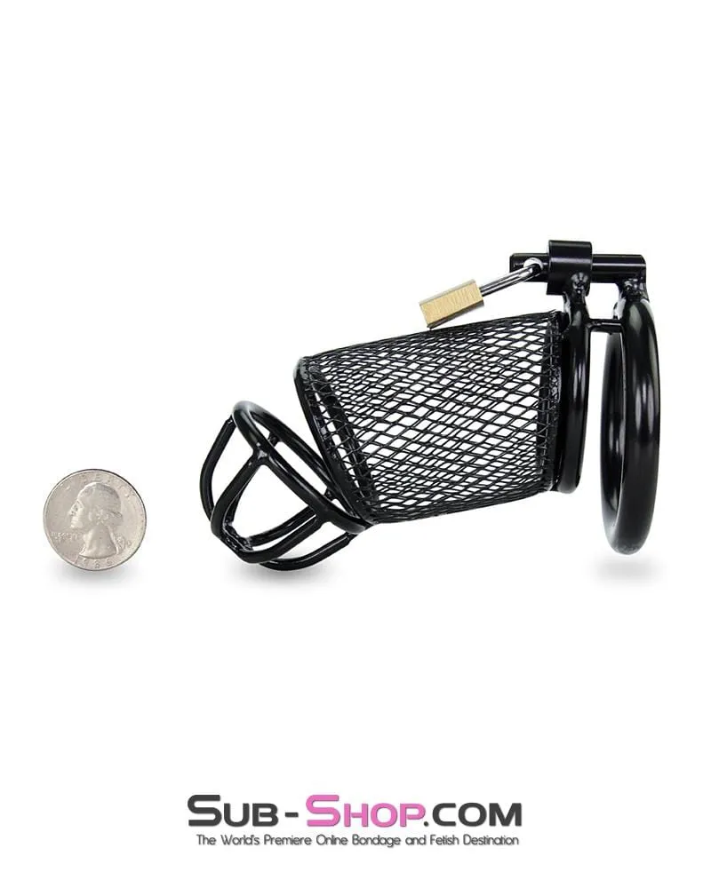 4725M-SIS      Caged Sissy Black Steel Tease and Denial Chastity Device