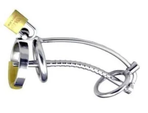 7239AR      The Shaft 5 Hollow Steel Penis Plug Locking Chastity Device with Glans Ring