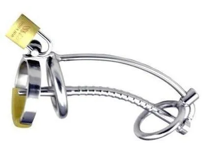 7239AR      The Shaft 5 Hollow Steel Penis Plug Locking Chastity Device with Glans Ring