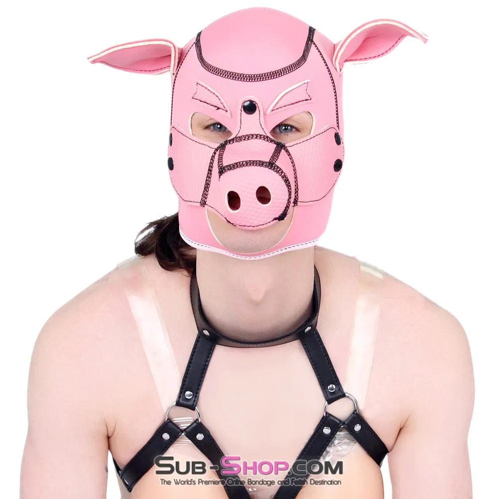 7784M-SIS      Serve Me Pig Sissy Bondage Hood with Snap Off Nose