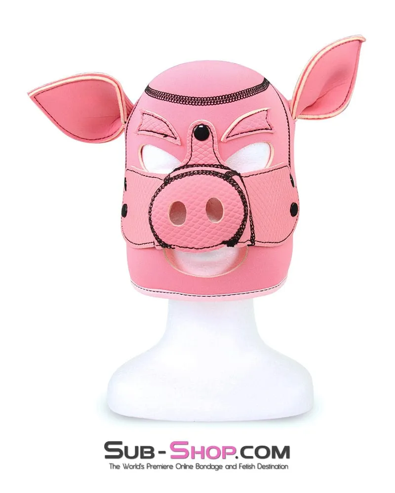 7784M-SIS      Serve Me Pig Sissy Bondage Hood with Snap Off Nose