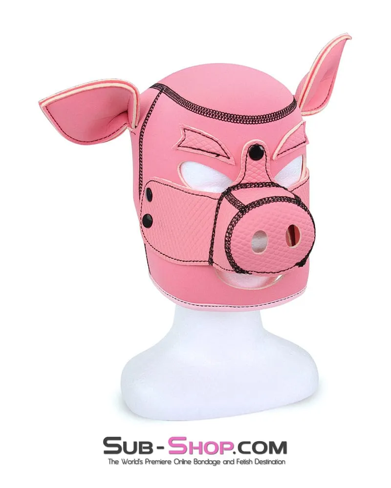 7784M-SIS      Serve Me Pig Sissy Bondage Hood with Snap Off Nose